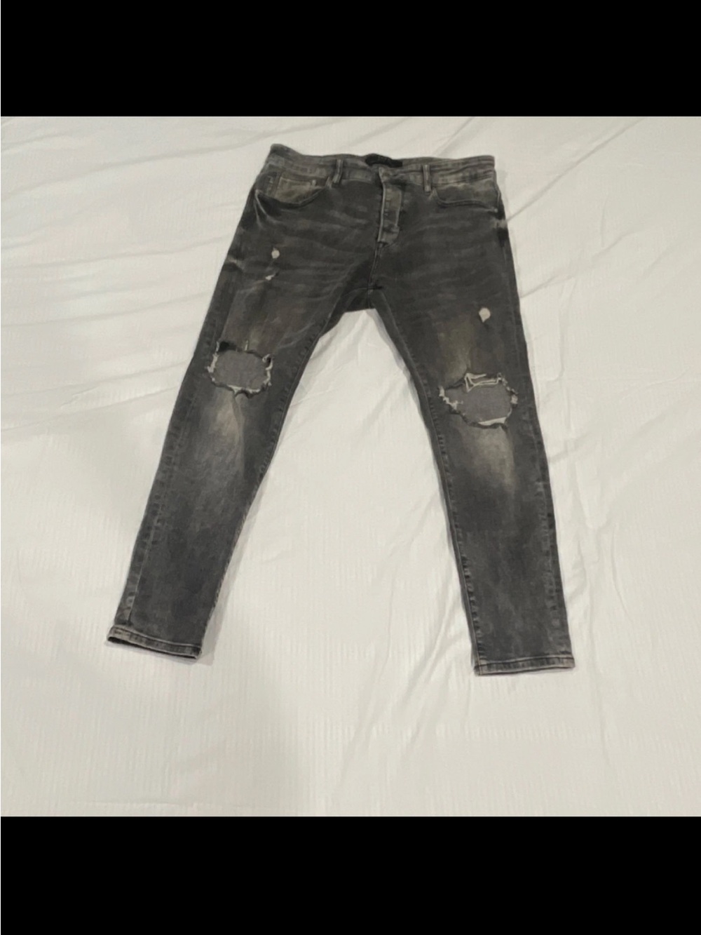 Zara Men's Black/Gray Ripped Skinny Jeans